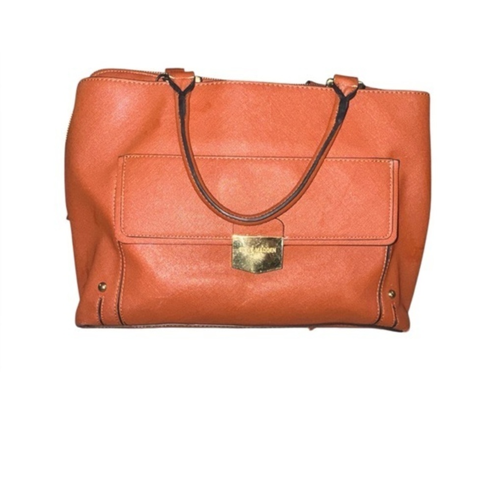 Steve Madden Brown Saffiano Tote with Front Flap Women’s Medium to Large Purse